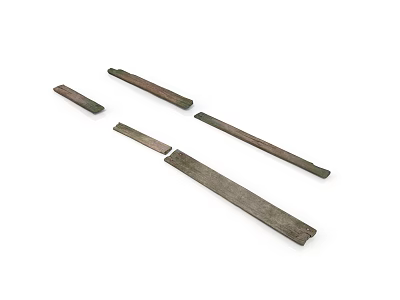 Old Rusty Metal Strips In Various Lengths With Metallic Texture 3d model