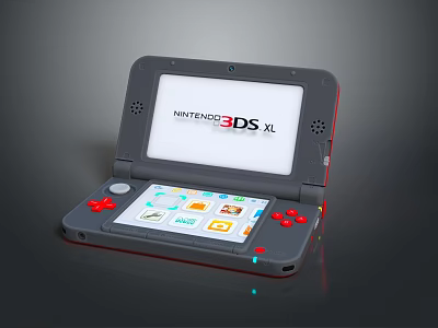 Nintendo 3DS XL Portable Handheld Gaming Console With Colorful Icons And Red Buttons 3d model