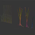 Field Mouse Exploring Tall Grasses And Brown Seed Plants On Dark Surface 3d model