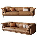 Double Sofa Multi-Person Sofa Leather Sofa 3d model