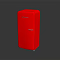 Red Vintage Style Refrigerator With Classic Design And Retro Appearance