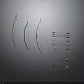 Traditional Bow and Arrow Weapons with Three Curved Bows and Arrows on Dark Background