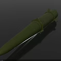 Green Military Missile With Conical Warhead Cylindrical Body And Rear Fins On Dark Background