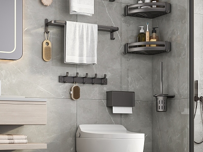 Bathroom Rack Towel Rack Towel Bar Hook Triangle Basket Toilet Paper Box Toilet Brush model