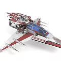 Futuristic Red White Blue Fighter Jet With Sharp Wings And Detailed Mechanical Structure