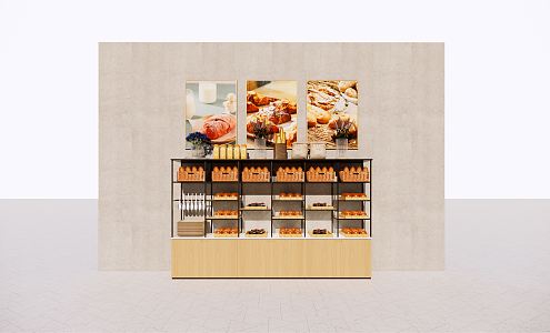 Modern shelf supermarket bread area shelf 3d model