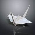 White Origami Crane Decorative Ornament Set With Black Background And Reflection 3d model