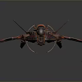 Sci Fi Winged Spaceship Model With Red Black Color And Detailed Mechanical Structure 3d model