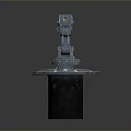 Dark Blue Mechanical Weapon With Cylindrical Base Circular Platform And Extended Arm