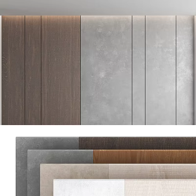 Contemporary Wall Panels With Wooden Stone Textures And Brown Gray Neutral Tones For Interior 3d model