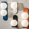 Modern Colorful Wall Lamps With Double Globe Shades In Blue White Black Orange
