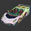 White Convertible Sports Car With Modern Design Blue Accents Aerodynamic Body And Racing Wing