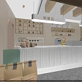 Elegant Modern Dessert Shop With Outdoor Seating Green Plants And Signboard