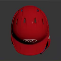 Rawlings Red Baseball Helmet With White R Logo And Black Padding Interior 3d model