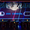 Vibrant Bar Interior With Neon Lights Laser Beams And Colorful Bar Stools