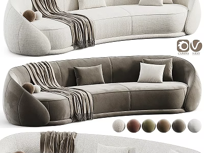 Cozy Modern Two-Seater Sofa With Decorative Pillows Soft Throw Blanket And Multiple Color Options 3d model