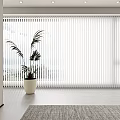 Bright Modern Interior With White Venetian Blinds Natural Light And Potted Plant