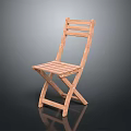 Wooden Folding Leisure Chair With Slatted Backrest Seat And Simple Design