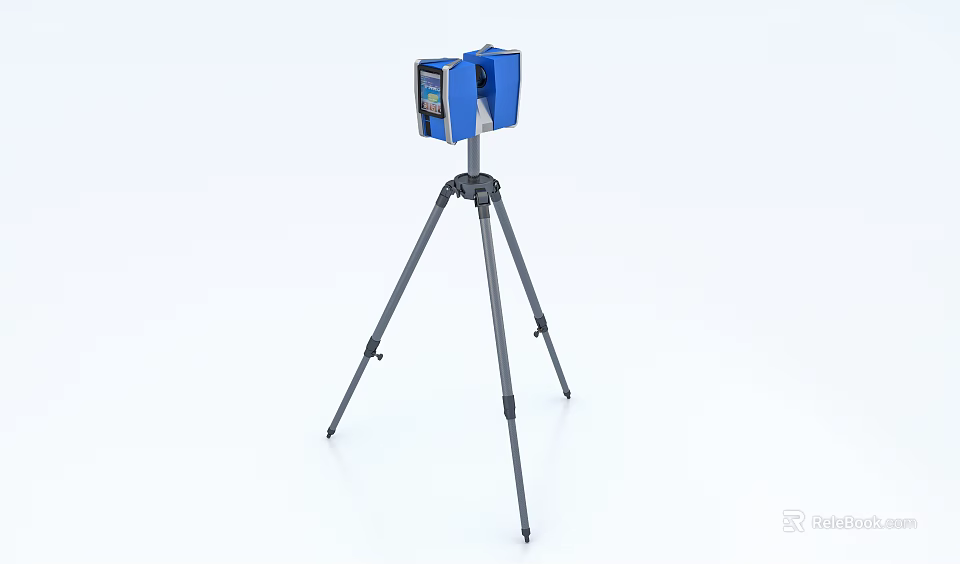 Public Facility Monitoring Blue Device On Tripod Stand For Public Area Measurement 3d model 