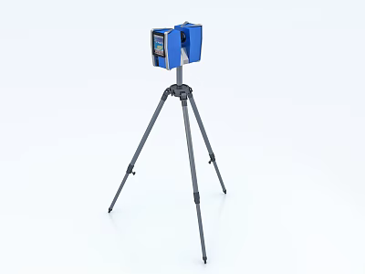 Public Facility Monitoring Blue Device On Tripod Stand For Public Area Measurement 3d model