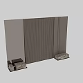 Modern Bed Background Wall Design With Vertical Stripes And Marble Accents 3d model