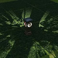 Stylish Outdoor Lamp With Black Top And White Shade Casting Radiant Shadow On Grass Field