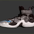 High Top Dark Brown Sneakers With White Blue Accents And Mesh Lace Design
