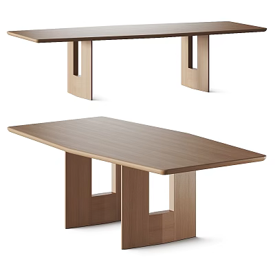 Modern Wooden Dining Table Design With Unique Leg Structure And Smooth Top 3d model