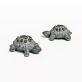 Two Gray Turtle Shaped Landscape Sculptures With Decorative Shell Details 3d model