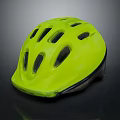 Fluorescent Yellow Helmet with Multiple Ventilation Holes on Black Background