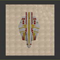 Colorful Origami Airplane Model With Red Yellow White Gray On Textured Mat