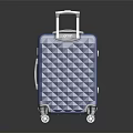 Durable Blue Geometric Pattern Travel Suitcase With Spinner Wheels And Telescopic Handle 3d model