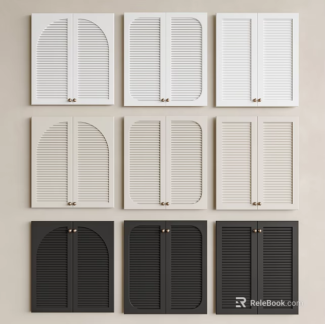 Various White And Black Shutter Designs With Different Shapes For Home Decor 3d model 