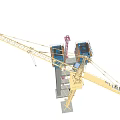 Construction Site With Tower Crane And Scaffolding On Building Under Construction 3d model