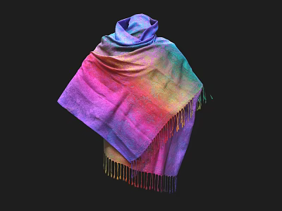 Adorable Alpaca Wearing Colorful Rainbow Scarf With Fringed Edges And Soft Texture 3d model