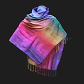 Adorable Alpaca Wearing Colorful Rainbow Scarf With Fringed Edges And Soft Texture