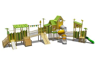 Modern Slide Wooden Amusement Equipment 3d model