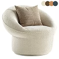 Plush Cream Single Sofa With Soft Brown Cushion And Curved Armrest Design