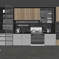 Modern Kitchen Interior Featuring Wooden And Gray Cabinets With Sleek Countertop And Appliances