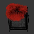 Stylish Single Sofa With Wooden Frame Pink Cushion And Fluffy Throw Pillow