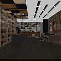 Modern Living Dining Room Interior With Glass Wine Rack Bar Counter Brick Wall and Sofa