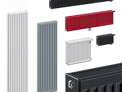 Modern Radiators in Various Colors and Contemporary Designs for Home Heating 3d model