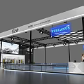 Modern Exhibition Booth Design With White Exterior Black Framework And Monitor Displays
