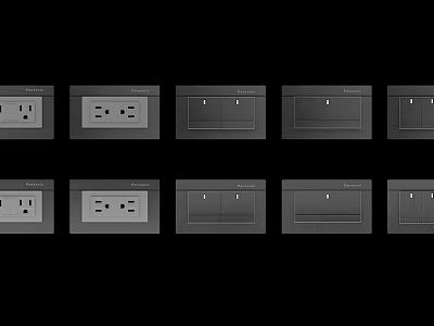 Modern Electrical Switches And Sockets With Black Wall Plates For Home Decor 3d model