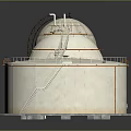 Industrial White Storage Tanks In Three Different Shapes Spherical Cylindrical With Ladders And Bases