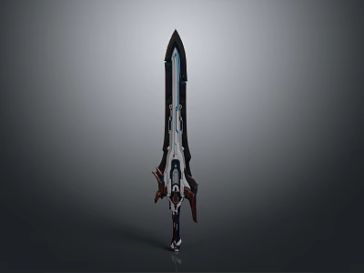 Advanced Futuristic Weapon Featuring Sleek Blade Blue Accent And Metallic Hilt 3d model