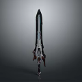 Advanced Futuristic Weapon Featuring Sleek Blade Blue Accent And Metallic Hilt 3d model