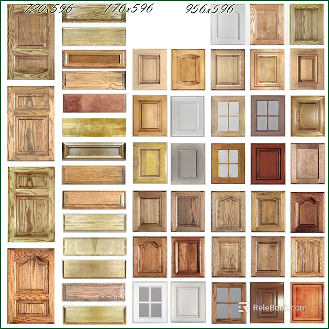 Various Wooden Door Panels With Different Designs And Wood Finishes 3d model 