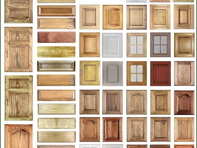 Various Wooden Door Panels With Different Designs And Wood Finishes 3d model