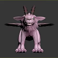 Pink Fantasy Creature Character With Spiked Back Wings And Long Tail